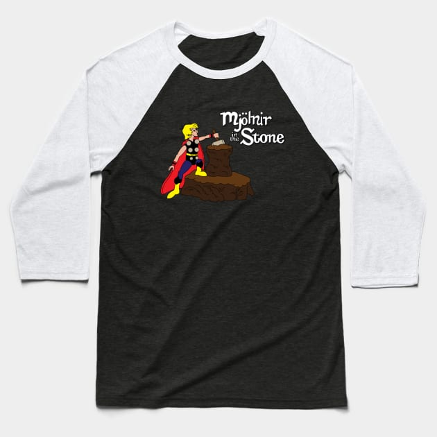 Mjolnir in the Stone (Classic Thor) Baseball T-Shirt by Leidemer Illustration 